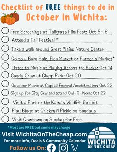 a poster with the words checklist of free things to do in october in which