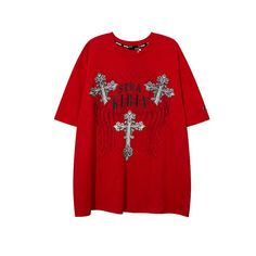 Men’s Oversized Graphic Tee  Fabric: Cotton  Style: Leisure Size: M, L, XL, 2XL Color: Black, Red  Occasion: Outdoor, Daily,  Vacation Dark Style, T Dress, Oversized Graphic Tee, Style Hip Hop, Red Tee, Black Graphic Tees, Dark Wear, Red T, Mens Winter Fashion