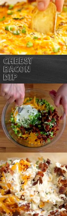 the process of making cheesy bacon dip