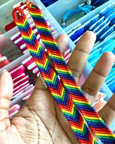 Add a pop of color to your wrist with our Rainbow Chevron and Rainbow Candy Stripe Friendship Bracelets. Made with high quality embroidery thread, these bracelets are perfect for everyday wear or gifting to a friend. Embrace diversity and spread love with these vibrant bracelets." *The price is for one bracelet of your choice* Length: Each bracelet's pattern is 5.5 inches long, with additional string at both ends for tying and adjusting the bracelet, totaling 12 inches. If the ends are too long Candy Stripe Friendship Bracelet, Stripe Friendship Bracelet, Braided Macrame, Cute Friendship Bracelets, Rainbow Chevron, Heart Confetti, Rainbow Candy, Rainbow Bracelet, Candy Making