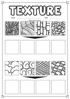 the texture worksheet is shown in black and white with different patterns on it