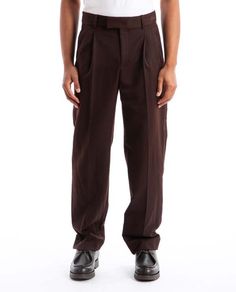 Expertly-made double-pleated trousers in a wool-blend fabric. italian pockets back welt pockets and custom belt rise with zip and hook closure.    • 2 pleats trousers  • 2 italian pockets  • 2 back welt pockets  • custom rise belt  • zip and hook  • wool blend  • 45% wool viergo and 55% polyester Layering Jacket, Hooked Wool, Custom Belt, Knit Alpaca, Pleated Trousers, Favorite Daughter, Trousers Pants, Trouser Pants Women, Designer Clothes For Men