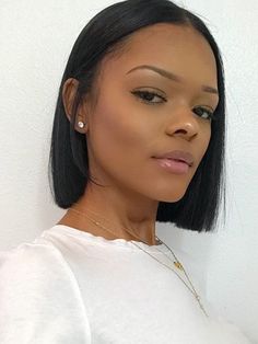 Middle Part Short Silk Press, Short Relaxed Bob Black Women, Side Part Bob Silk Press Natural Hair, Side Part Bob Silk Press, Bluntcut Bob Black Women Natural Hair, Black Woman Silk Press Bob, Bob Cut Styles, Natural Hair Bob Cut, Natural Hair Bob