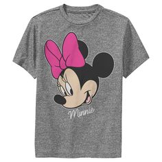 Who knew that dressing "mousey" could be so cute!? Celebrate Walt Disney's most iconic character with these officially licensed Mickey Mouse and Friends styles! A large portrait of Minnie Mouse in a bright pink bow with her name signed below is featured across this new Boys' Tee, perfect for your next trip to Disneyland! Color: charcoal heather. Gender: male. Age Group: kids. Pattern: Mice. Material: Cotton. Portrait Smile, Disney Boys, Face Portrait, Sleeve Packaging, Disney Kids, Mickey Mouse And Friends, Slim Fit Shorts, Mickey And Friends, Iconic Characters