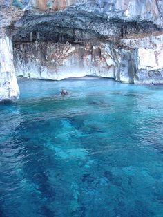 the water is crystal clear and blue