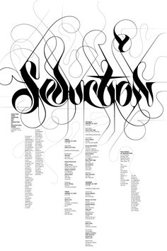 a black and white poster with the names of several different types of lettering on it