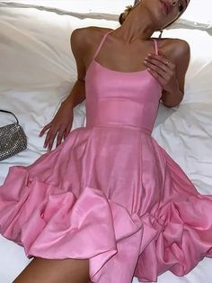 Sexy 17th Birthday Dresses Short Pink Homecoming Dress Birthday Outfit – PreppyDress Light Pink Prom Dress Short, Light Feminine Outfits, Light Pink Dress Short, Ladies Night Party, Hoco Dresses Pink, Sunset Party, White Suspenders, Vestidos Color Rosa, Barbie Costume