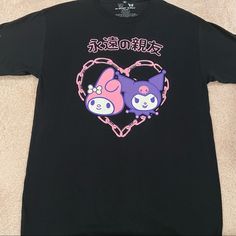 My Melody and Kuromi Chain Link Heart Shirt Sanrio Items, Kuromi And My Melody, Sanrio Clothes, My Melody And Kuromi, Melody And Kuromi, Kanji Japanese, Kitty Clothes, Hello Kitty Clothes, Tomboy Outfits