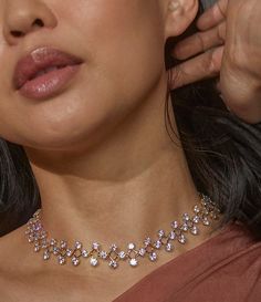 Nadri Halle Crystal Choker Necklace | Dillard's Necklace For Round Face, Necklace For Strapless Dress, Daimond Nakeles, Strapless Dress Necklace, Chocker Neckless, Diamond Chocker, Fancy Choker, Simple Diamond Necklace, Jewel Choker