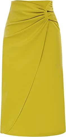 Amazon.com: Skirts For Women Business Casual Skirts, Yellow Dress Casual, Business Casual Skirt, Elegant Midi Skirt, Color Tops, Skirt High Waist, Sweater Outfit