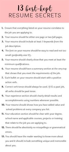 the 13 best - kept resume secrets you need to have in your job search list