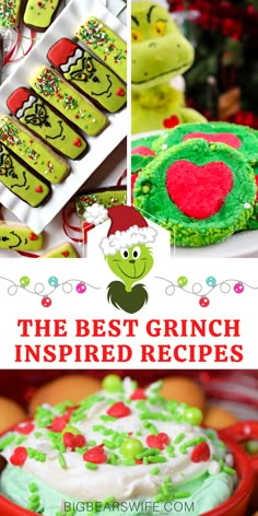 The Grinch is one of the most loved Holiday characters out there! These recipes are proving that he's got the Christmas spirit - You'll love checking out 10 of the BEST Grinch Inspired recipes here! Grinch Food Ideas, Grinch Recipes, Christmas Party Recipes, Grinch Cake