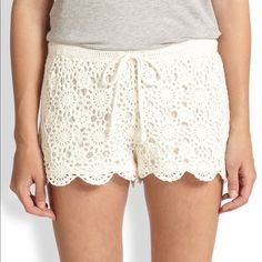 New- Excellent Condition. Joie Maylie Engineered Cotton Crocheted White Scalloped Shorts That Are Perfect For Formal And Casual Settings Drawstring Waist, Scalloped Hem 100% Cotton (Exterior) 65% Polyester (Lining) Accepting Offers! Summer Cotton Bottoms With Crochet Lace, Summer Cotton Crochet Lace Bottoms, Crochet Lace Cotton Bottoms For Summer, Spring Cotton Bottoms With Crochet Lace, Spring Cotton Crochet Lace Bottoms, Casual Cotton Bottoms With Crochet Lace, White Crochet Casual Bottoms, White Casual Bottoms With Crochet Lace, Casual White Crochet Bottoms