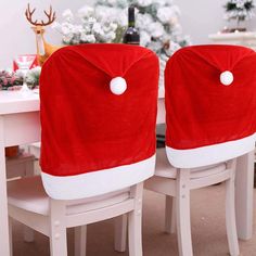 PRICES MAY VARY. 🎅Material:The Christmas chair covers are made of flannel fabric,smooth,washable,wrinkle proof and durable.Not easy to be ripped and broken. 🎅Value Pack:6 packs Christmas slipcovers are included and measure 19.69 X 23.62 inch.It fit perfectly most armless chairs. 🎅Adorable Santa Claus Hat Design:The Christmas chair back covers are designd with santa claus hat in red,comes with white plush pom pom on the top of cover.Its adorable addtion to your dining room.Super cute and festi Christmas Chair Back Covers, Kitchen Chair Covers, Chair Back Covers, Christmas Chair Covers, Christmas Chair, Patterned Chair, Woven Chair, Dining Room Table Decor, Chair Slipcovers