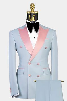 Pink Tuxedo Suit With Notch Lapel, Luxury Pink Suits With Notch Lapel, Tailored Pink Double Breasted Suit For Business, Tailored Pink Double Breasted Business Suit, Pink Notch Lapel Tuxedo Suit, Pink Fitted Double Breasted Suit With Notch Lapel, Pink Notch Lapel Fitted Tuxedo, Pink Fitted Double Breasted Business Suit, Luxury Pink Notch Lapel Suits