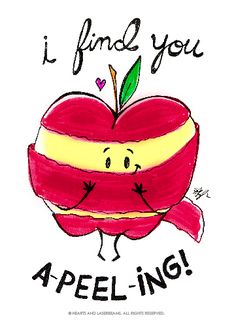 an apple with the words i find you apeeling