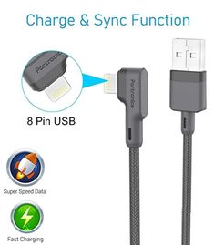 an image of the charging and sync function cable with instructions for how to use it