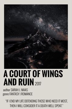 a poster with the words, a court of wings and ruin