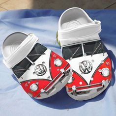 Red Van Car Shoes Crocs Clogs Birthday Gifts For Men Women   Van70 Lightweight construction with breathable mesh fabric provides a comfortable and flawless fit. Kombi Trailer, Van Shoes, Crocs Slippers, Custom Crocs, Background Birthday, Shoes Crocs, Crocs Clog, Birthday Gifts For Men, Car Shoe