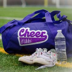 Cheer Leader Purple and Sizlver Duffle Bag Cheer Duffle Bag, Cheerleader Gift, Cheer Bag, Small Luggage, Cheerleading Gifts, Cheer Coaches, Cheer Gifts, Team Bags, School Dance