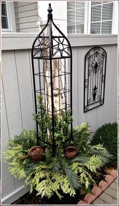 Winter Home Decor Outdoor - Find thousands of brands and amazing products, all catered for the modern shopper like YOU. Check It Out Now! Trellis Metal, Christmas Urns, Outdoor Christmas Planters, Holiday Planter, Winter Planter, Christmas Pots, Christmas Planters, Christmas Front Doors, Christmas Porch Decor