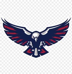 an eagle logo with red, white and blue wings on it's back end