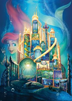 the little mermaid's castle is shown in this painting