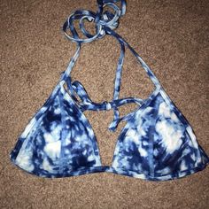 Blue Tie Dye Bikini Top Size: S Never Worn Blue Halter Top For Spring Beach Party, Blue Halter Top For Poolside Spring Season, Spring Blue Halter Top For Poolside, Blue Halter Top For Summer Beach Party, Blue Triangle Halter Top For Spring, Fitted Blue Halter Top For Beach Party, Blue Triangle Halter Top For Poolside, Blue Triangle Top Halter For Poolside, Blue Summer Halter Top For Pool