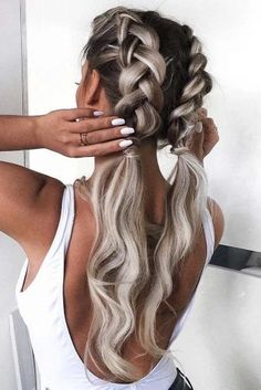 Bleaching Powder, Dutch Braid Hairstyles, Hair Diy, French Braid Hairstyles, Barbie Hair, Hair Elastic, Bangle Silver, Two Braids, Peinados Fáciles Para Cabello Corto