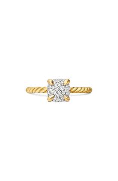 18-karat yellow gold. Pavé diamonds, 0.16 total carat weight. Imported. >Diamond Guide Timeless Yellow Gold Cluster Ring With Pave Setting, Luxury Yellow Gold Cluster Ring With Diamond Cut, Fine Jewelry Yellow Gold Cluster Ring With Pave Setting, Diamond Guide, Chatelaine, David Yurman, Pave Diamonds, 18k Gold, Nordstrom