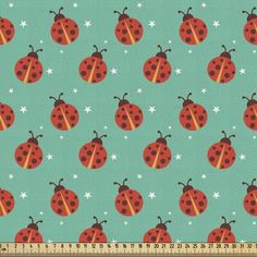 ladybugs and stars on aqua blue background