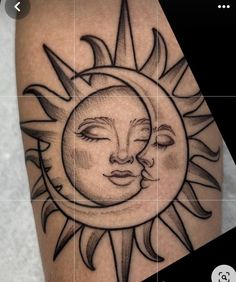 a sun and moon tattoo on the arm