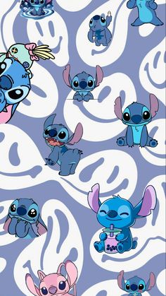 an image of cartoon characters on a blue and white background