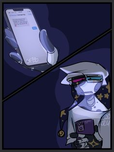 an image of a robot holding a cell phone in his hand and another with glasses on it