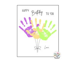 happy birthday to you card with hand prints on the front and back of each hand