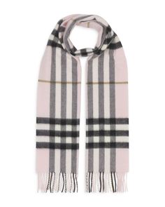 Burberry Giant Check Cashmere Scarf Giant Check, Cashmere Scarf Women, Versace Pink, Burberry Classic, Chic Scarves, Burberry Scarf, Beaded Jacket, Pink Scarves, Fringe Scarf