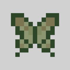 an image of some sort of pixel style object on a gray background with green and brown squares