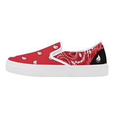 These Red & Black Bandana Pattern Slip On Sneakers are the perfect blend of comfort and fashion. The lightweight construction and slip on design makes them easy to wear and effortless to style. The unique pattern is sure to have you standing out in any crowd. • Classic textured canvas material • Vulcanized rubber sole • Unisex • 9 seizes available Shipping from China (21+ days to reach worldwide destinations on average) Non-slip Slip-on Canvas Shoes For Streetwear, Casual Slip-on Canvas Shoes For Streetwear, Casual Non-slip Slip-on Sneakers, Comfortable Non-slip Sneakers For Streetwear, Non-slip Slip-on Sneakers For Streetwear, Summer Streetwear Slip-on Canvas Shoes, Casual Non-slip Slip-ons For Sports, Summer Slip-ons For Streetwear, Trendy Red Breathable Sneakers