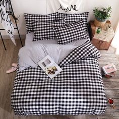 black plaid checked grid aesthetic bedroom bedding set roomtery Black Plaid Bedding, Kids Bed Cover, Simple Bedding Sets, All Aesthetics, Kids Beds For Boys, Plaid Bedding, Bed Cover Sets, Bedding Sets Grey, Queen Bedding