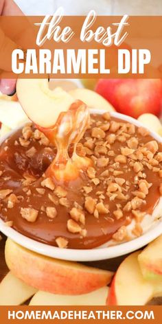 the best caramel dip recipe is made with apples, walnuts and pecans