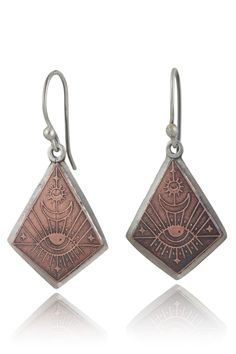 Release your inner "witchy glam consciousness" with these handmade third eye themed dangle earrings. Materials include copper, sterling silver and tarnish resist Argentium silver ear wire. Open Your Third Eye, Opening Your Third Eye, Argentium Silver, Third Eye, Consciousness, Dangle Earrings, Copper