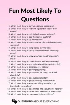 list of 20 fun most likely to questions Question To Play With Friends, Best Friend Most Likely To Questions, Which Friend Is Most Likely To Questions, Who’s Mostly Likely To Questions, Whos Most Likely To Questions Game Best Friends, This Or That Best Friend Edition, Q And A Questions Friends Juicy, Who Would Most Likely Questions Best Friends, Question Games To Play With Friends