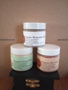 3 pack Organic bentonite clay used for making face, hair and body masks. Removed dirt and oil, leaves skin and hair soft. 3 different types of clay to choose from. 2 oz resealable can with spoon. Aztec Clay For Hair, Bentonite Clay Body Mask, Aztec Healing Clay, Aztec Clay Mask Vajacial, Bentonite Clay Detox, Healing Clay, Body Mask, Bentonite Clay, Beauty Mask