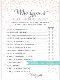 a printable wedding game for the bride