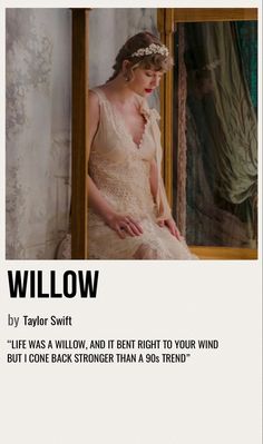 a woman sitting in front of a mirror with the caption'willow'on it