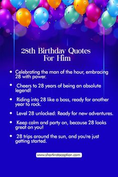 Funny 28th Birthday Captions For Yourself 28th Birthday Quotes, Birthday Quotes For Him, 28th Birthday, Stories To Tell, Unique Birthday, Caption Quotes, Quotes For Instagram, Telling Stories