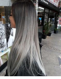 Silver Bayalage Hair, Ombre Gray Hair, Gray Hair Ombre, Grey Balayage Hair, Hair Colour Grey, Silver Long Hair, Hairstyle Drawing