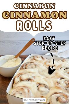 the recipe for cinnamon rolls is in a pan