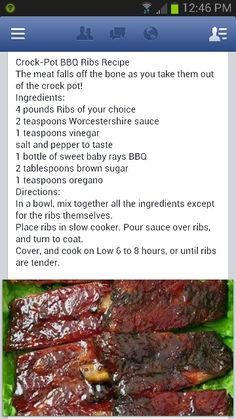 the recipe for ribs is displayed on an iphone screen