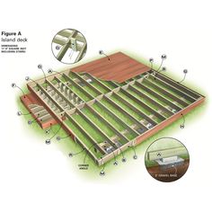 the diagram shows how to build a shed with wood flooring and metal studs